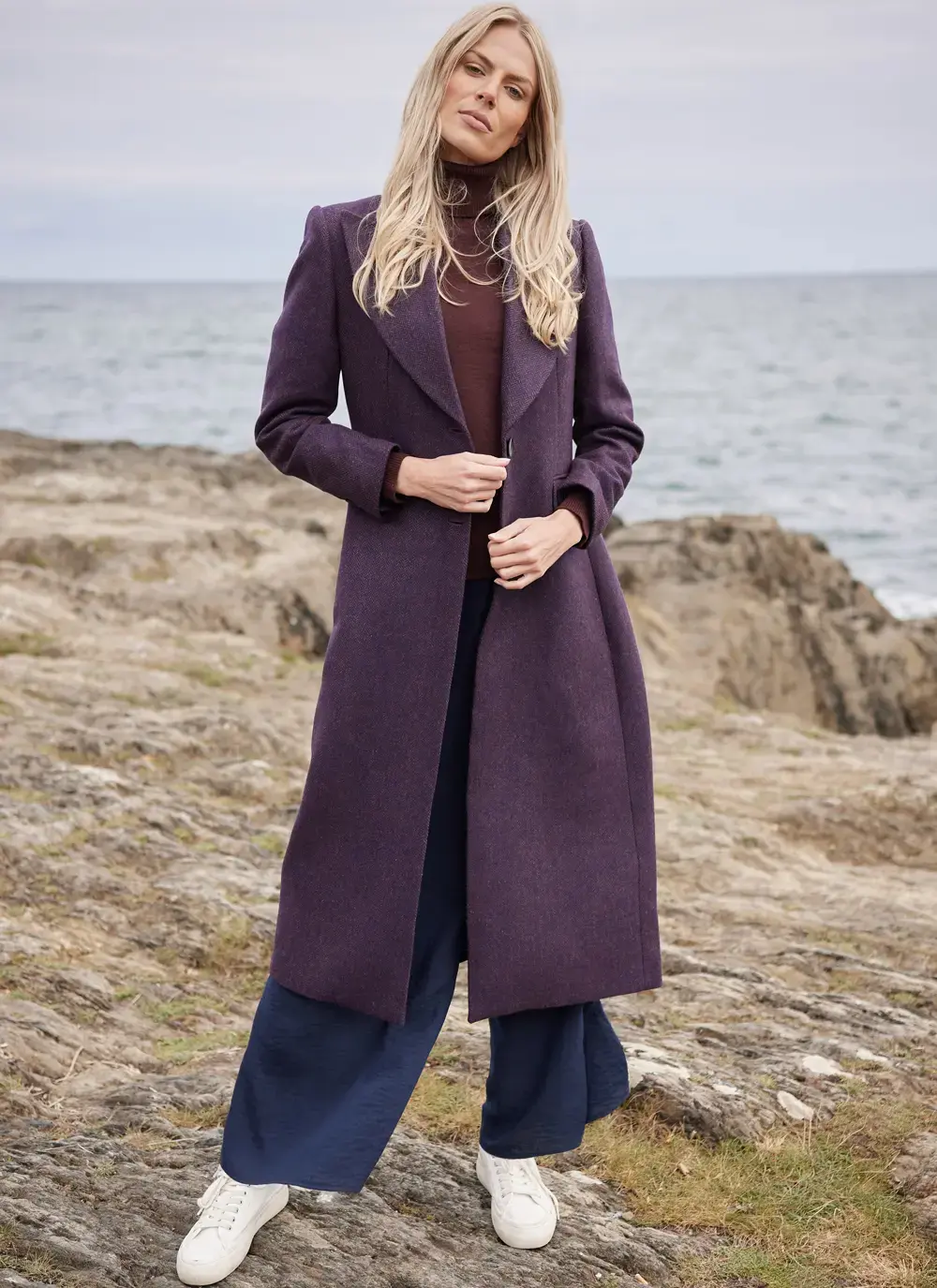 Herringbone Tweed Longline Coat 